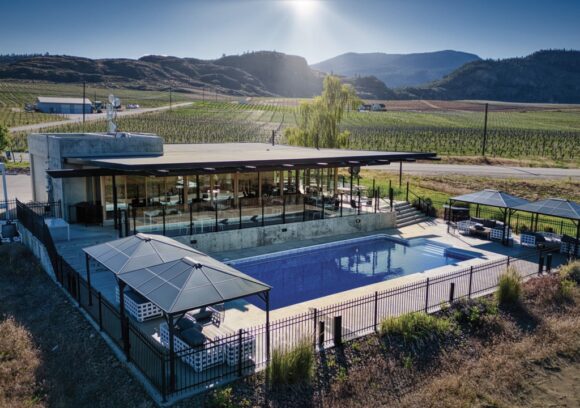 winery experience restaurant and swimming pool in the desert