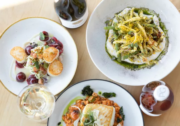 Food and wine from The Restaurant at Poplar Grove Winery