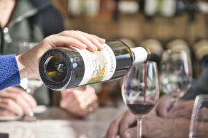 pouring red wine