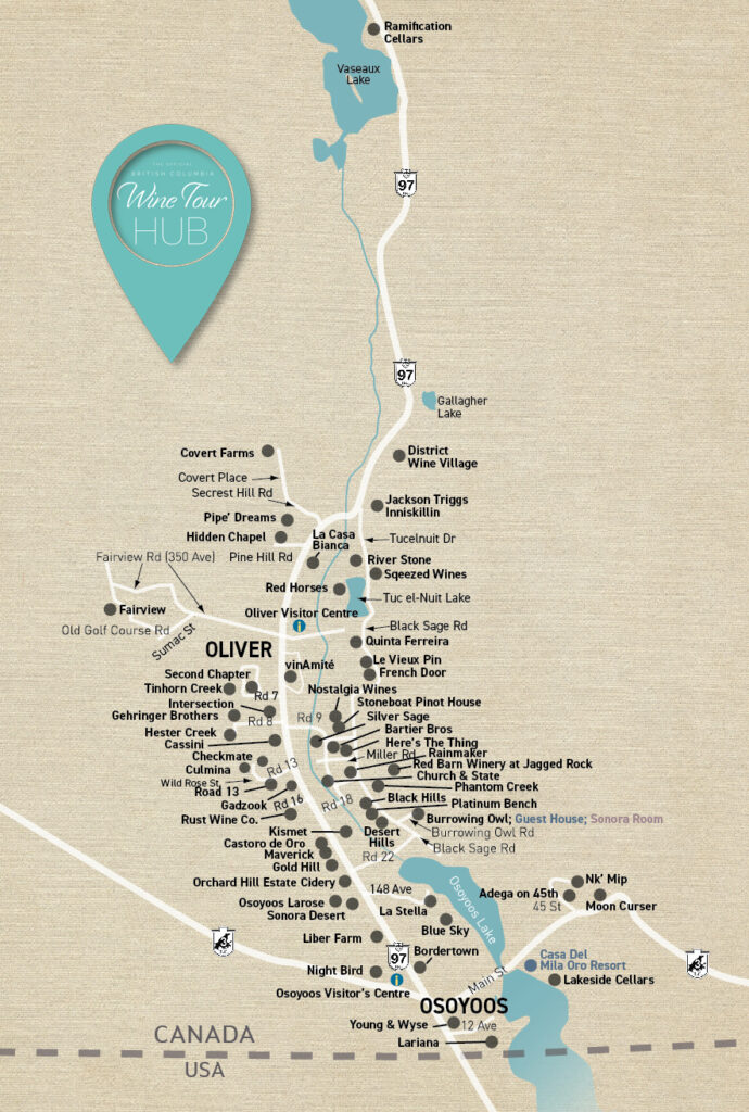 South Okanagan Osoyoos and Oliver winery map