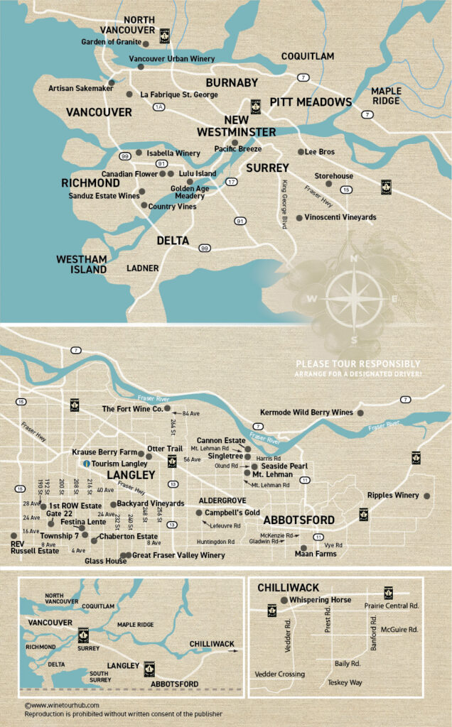Fraser valley and lower mainland winery maps