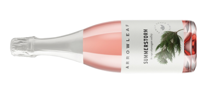 bottle of sparkling rose wine